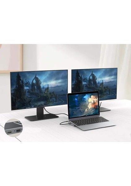 14IN1 Type-C To Istasyonu 14'ü 1 Arada HDMI VGA Pd(3.0), 4 * Usb, 2 * USB C, 10 / 100M Gigabit 14 In 1 Uyumlu Adaptör 9199A modelleri