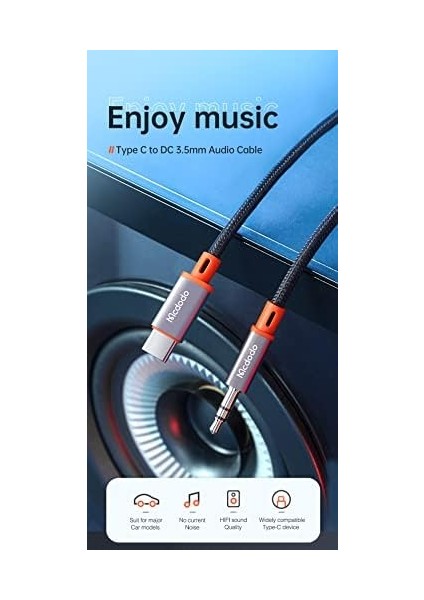 CA-0820 Type-C To 3.5mm Aux Ses Kablosu 1.2m Siyah modelleri