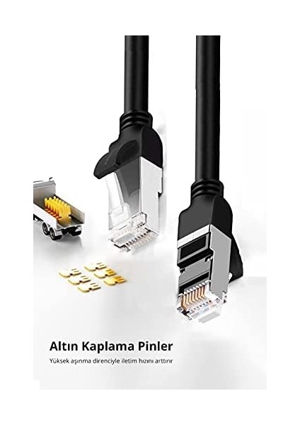 Cat6 Saf Bakır Metal Konnektör Ethernet Kablosu Siyah 2 Metre modelleri