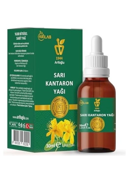 Arifoğlu Sarı Kantaron Yağı 30ML%100 Saf Yağ Arlab Pure St John's Wort Oil 30ML