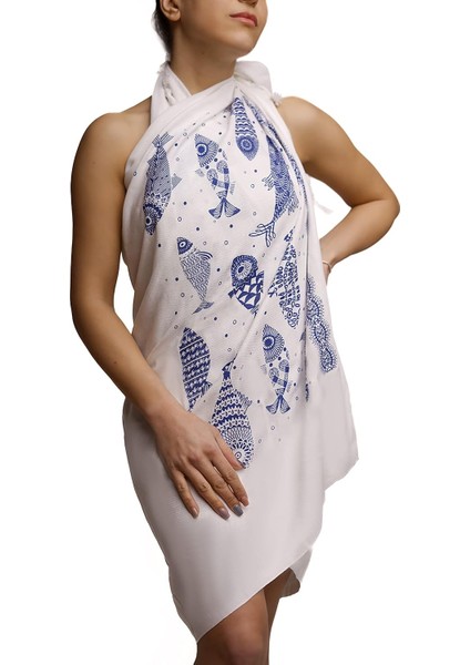 Plaj Havlusu Hızlı Kuruyan Peştamal Seyahat Plaj Havuz Deniz Yüzme Spa Fitness Spor Salonu Için Havlu Peştamal Örtü%70 Bambu%30 Pamuk 190*90 cm ve Büyük (Beyaz, Balık)