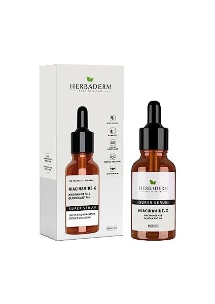 Herbaderm Süperserum Niacinamide%15 Glikolik Asit%5 (30 Ml)