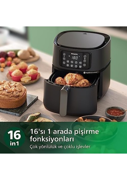 5000 Serisi Airfryer Xxl Connected, 7,2l (1,4 Kg), Air Teknolojisi, Pişirme ve Aksesuarları, Uygulaması, 1,4kg Kapasiteli Sepet, HD9285/96 modelleri