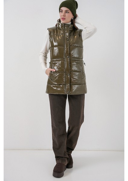 Kadın Parlak Şişme Yelek 5218 - Haki modelleri