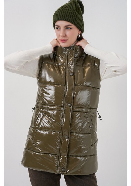 Kadın Parlak Şişme Yelek 5218 - Haki indirimleri