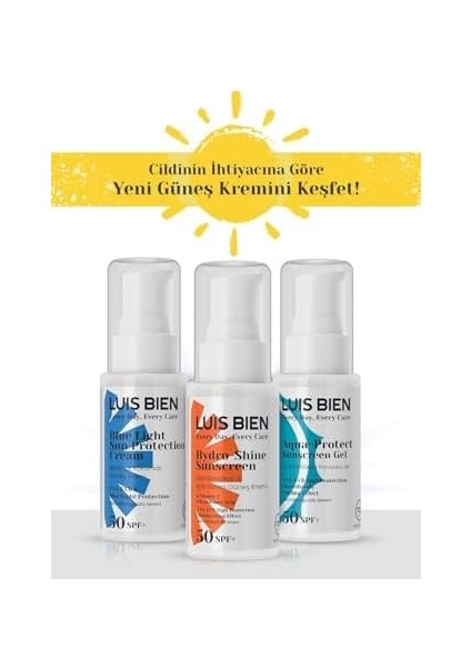 Luis Bien Spf 50 Su Bazlı Güneş Koruyucu Jel | Aqua Sun Gel | Yüksek Koruma modelleri