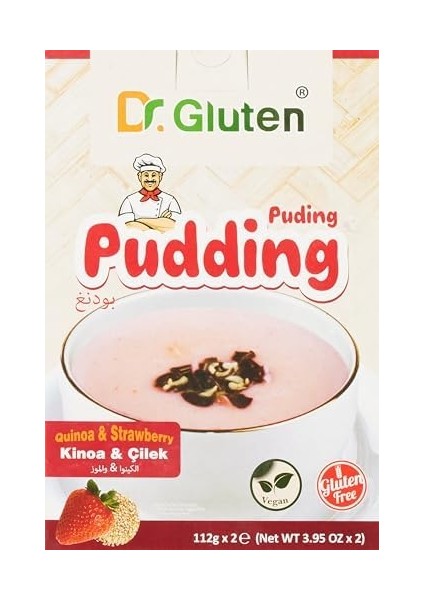 Dr. Gluten Glutensiz Çilekli Kinoalı Puding 112 G x 2 Adet modelleri
