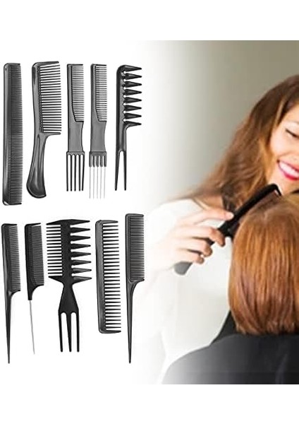 Kuaför Tarağı Seti, 10 Parça Profesyonel Kuaför Tarağı Seti, Salon Kuaför Tarağı Seti, Saç Tarağı Seti modelleri