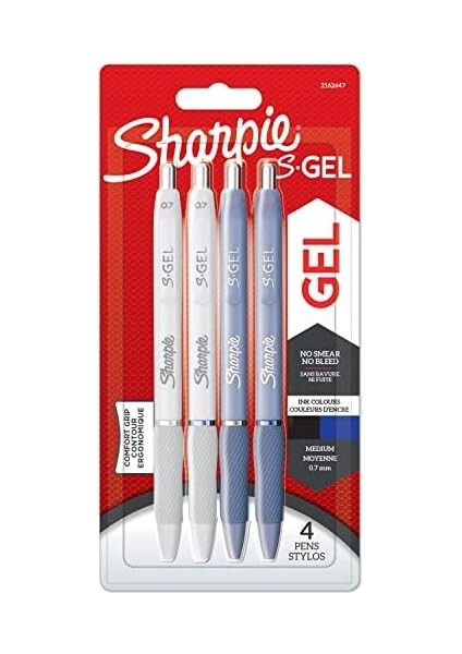 S-Gel Jel 0.7 mm Uç, Buz Mavisi & Beyaz 4'lü Paket, Siyah & Mavi Mürekkep modelleri
