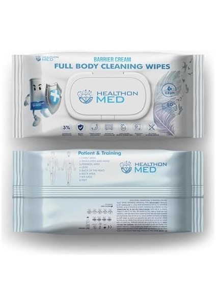 Healthon Med Koruyucu Krem Içerikli Islak Vücut Temizleme Mendili (50 x 2'li Set, Büyük) modelleri