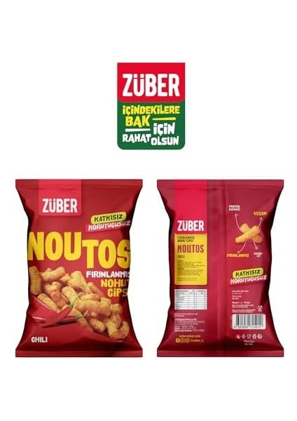 Züber Noutos Chili Baharatlı Fırınlanmış Nohut Cipsi, 55GR x 15 Adet fiyatları