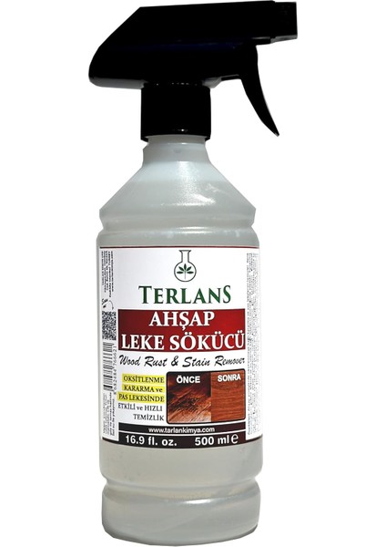 Terlans Ahşap Leke Sökücü 500 ml Oksitlenme Kararma ve Pas Lekesi Için