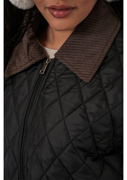 Kadın Siyah Kahve Kapitone Oversize Mont 5229 indirimleri