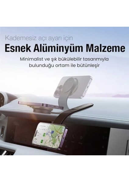 Alüminyum Elastik Katlanabilir Mgsafe Uyumlu Araç Içi Telefon Tutucu Masaüstü Telefon Tutucu modelleri