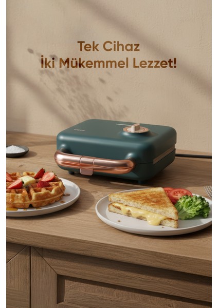Çıkarılabilir Yapışmaz Plakalı Ikili Waffle ve Mini Tost Makinesi FR-TM51 Triochef fiyatları