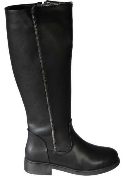 Yazkış Kadın Siyah Cilt 38CM Bilek Boyu Yanı Taşlı Düz Taban Çizme fiyatları