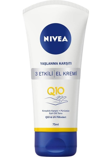 Nıvea Q10 Yaşlanma Karşıtı 3 Etkili El Kremi, 75 Ml, Yoğun Nemlendirici modelleri