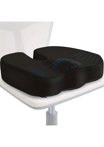 Ortopedik Oturma Visko Cocix Elastik Basur Oturma Simidi Yastığı Hemoroid Yastık,, Siyah,