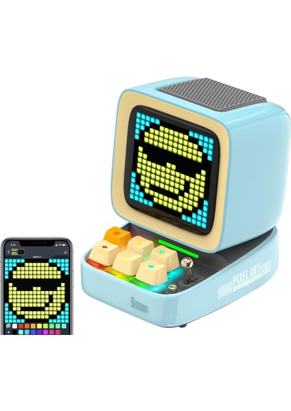 Ditoo Art Taşınabilir Hoparlör, 256 LED Uygulama Kontrollü Ekran, Mekanik Rgb Klavye, Oyunlar, Alarmlar ile Bluetooth Kablosuz Yüksek Sesli Hoparlörler