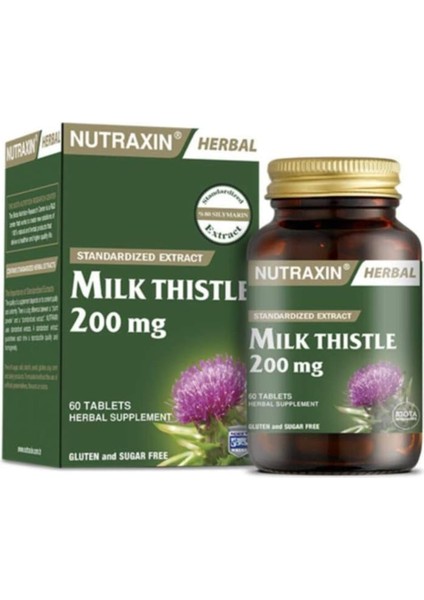 Nutraxin Herbal Milk Thistle 60 Tablet Takviye Edici Gıda