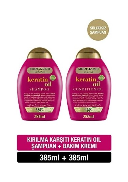 Ogx Keratin Oil Kırılma Karşıtı Sülfatsız 385 ml Şampuan + 385 ml Saç Kremi 2'li Set fiyatları
