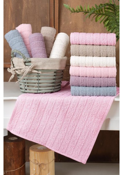 Tekstil Path | 12'li 30X50 cm El ve Yüz Havlu Seti | Mutfak Havlusu Pembe