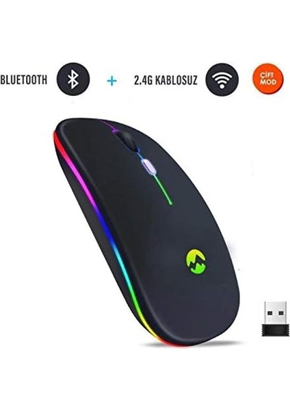 SM-BT11 USB Siyah 2in1 Bluetooth ve 2.4ghz Şarj Edilebilir Kablosuz Mouse modelleri