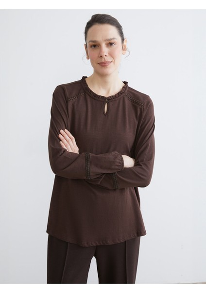 Yeni Sezon Fırfırlı Bisiklet Yaka Bluz