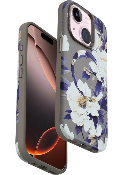 Onegif Iphone 15 Flower Series Magsafe Kapak - Gri