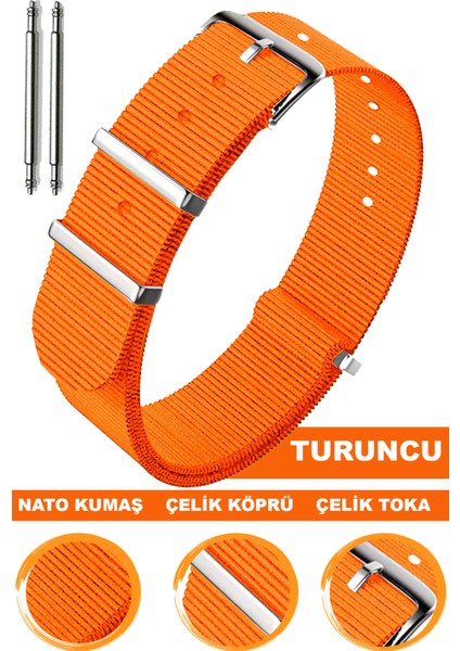 18mm-20mm-22mm-24mm saatlerle uyumlu nato kumaş tekstil saat kordonu kayışı n32nyl1-t