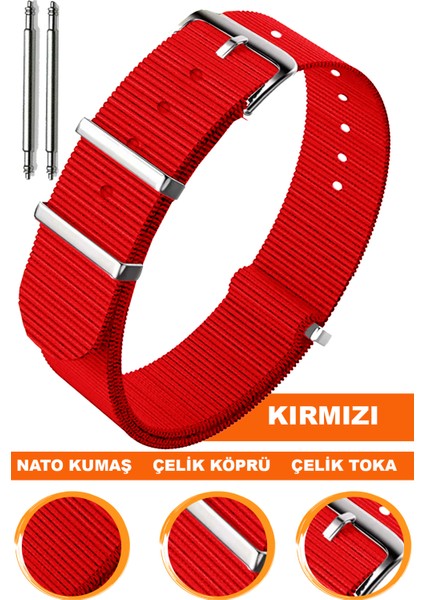 18mm-20mm-22mm-24mm saatlerle uyumlu nato kumaş tekstil saat kordonu kayışı n32nyl1-r