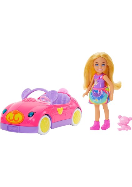 Chelsea Araç Chelsea Araç Seti, Sarışın Küçük Bebek, Oyuncak Araba ve Ayıcık Aksesuarı HXN05