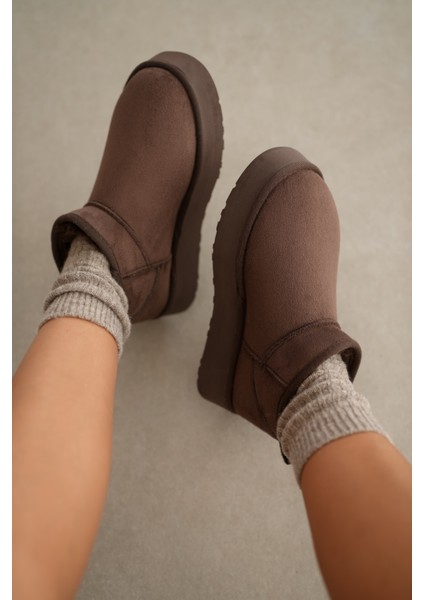 Luniva Içi Kürklü Kalın Taban Kadın Bot-Acı Kahve Süet modelleri