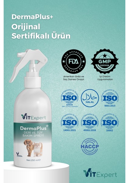Dermaplus Kedi Köpek Kıtık Açıcı Kolay Tarama Tüy Dökülmesi Önleyici Bitkisel Tüy Deri Bakım Spreyi modelleri