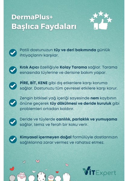 Dermaplus Kedi Köpek Kıtık Açıcı Kolay Tarama Tüy Dökülmesi Önleyici Bitkisel Tüy Deri Bakım Spreyi fırsatları