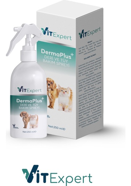 Dermaplus Kedi Köpek Kıtık Açıcı Kolay Tarama Tüy Dökülmesi Önleyici Bitkisel Tüy Deri Bakım Spreyi