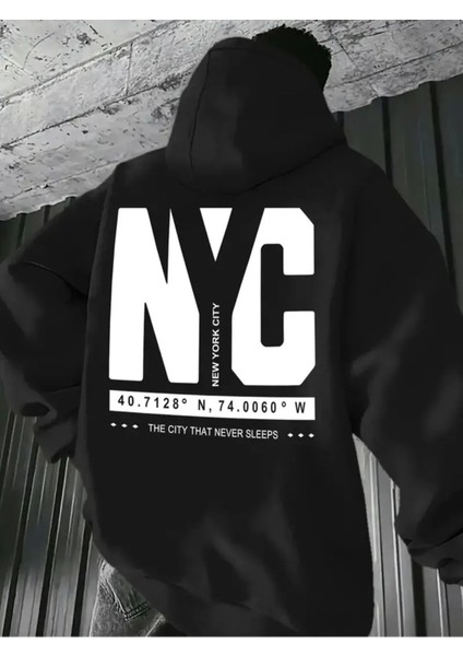 Erkek Nyc Baskılı Sweatshırt3 Iplik Oversize