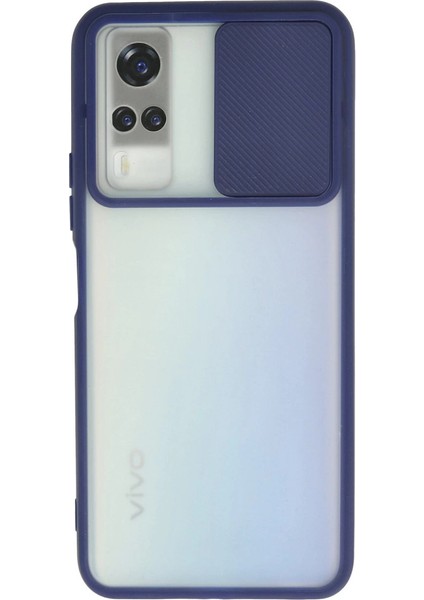 Vivo Y53S Kılıf Palm Buzlu Kamera Sürgülü Silikon - Lacivert