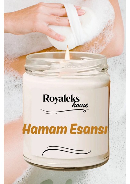 Doğal Özel Seri Kokulu Dekoratif Kavanoz Mum 210 cc - Hamam Esansı - Ryl modelleri