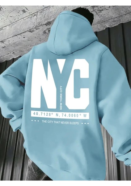 Erkek Nyc Baskılı Sweatshırt3 Iplik Oversize