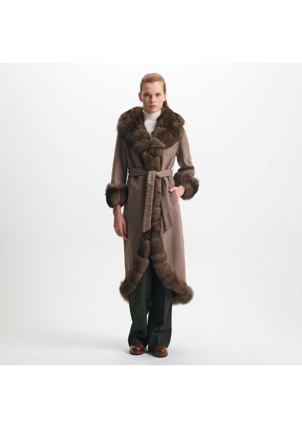 Kahve Tekstil-Kürk Kadın Kürk Kaban - K23KKM320380-Q8B