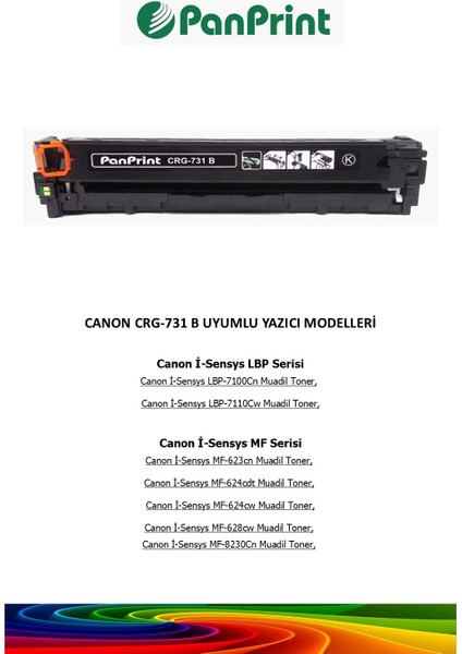 Canon I-Sensys MF-628CW Siyah Muadil Toner (CRG-731) fiyatları
