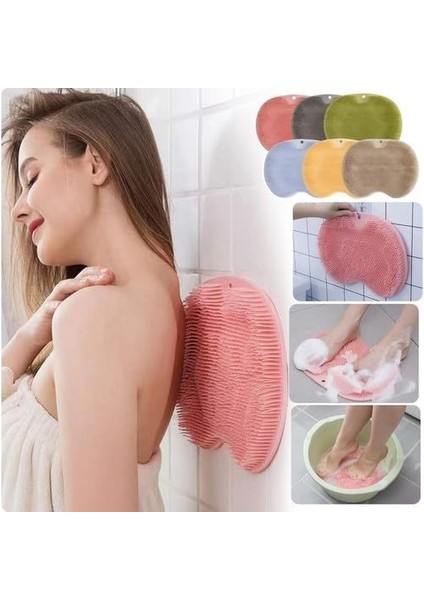 A1 Çok Kullanışlı Vantuzlu Banyo Fırçası ve Masaj Pedi, Banyo Sırt ve Ayak Masaj Pedi (Pembe) fiyatları
