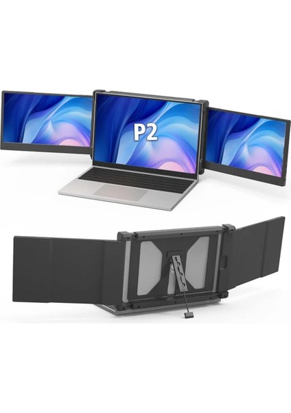 Kefeya P2 Taşınabilir Monitör Dizüstü Bilgisayar Ekran Genişletici, 12" Üçlü Full Hd IPS Ekran, Bağlanabilir Iki Monitör, Hdmı/usb-A/type-C Tak ve Çalıştır, Windows, Chrome ve Mac Için fırsatları