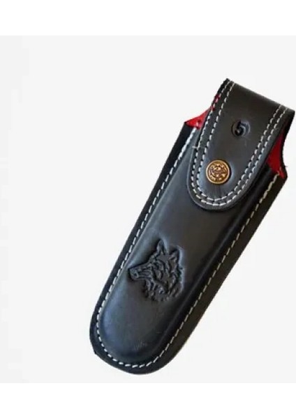 Eco Lounge Kurt Figürlü Hakiki Deri Çakı Kılıfı No:4, 14 x 5 cm - Kemerlikli