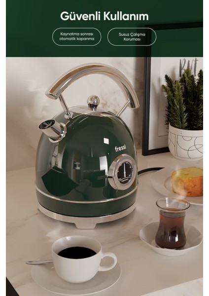 Isı Göstergeli Retro Kettle Su Isıtıcısı 1,8 Litre Fr-kt06 Magnoli fırsatları