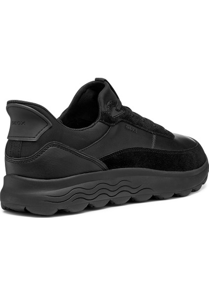 Erkek Siyah U Spherıca Plus A - Nappa+Sued Bağcıklı Kalın Tabanlı Süet Sneaker U56MPA08522C9999