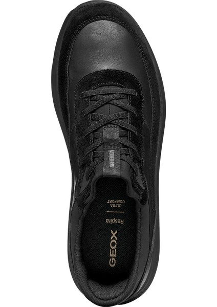 Erkek Siyah U Spherıca Plus A - Nappa+Sued Bağcıklı Kalın Tabanlı Süet Sneaker U56MPA08522C9999