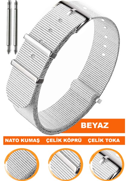 18mm-20mm-22mm-24mm saatlerle uyumlu nato kumaş tekstil saat kordonu kayışı n32nyl1-w