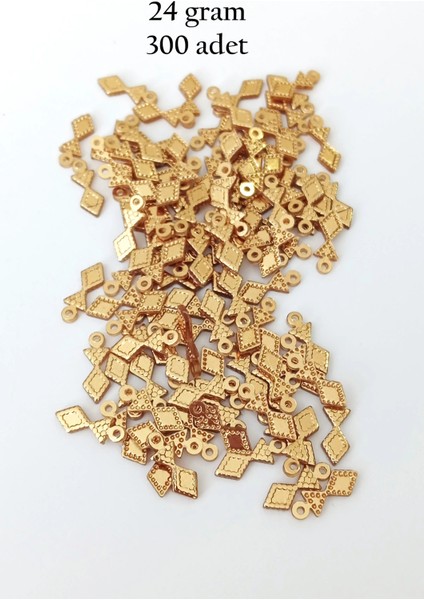 Oya Abiye Bileklik Kolye Pleksi Metalik Plastik Pul Altın Renk 24 gram 300 adet - BNC536